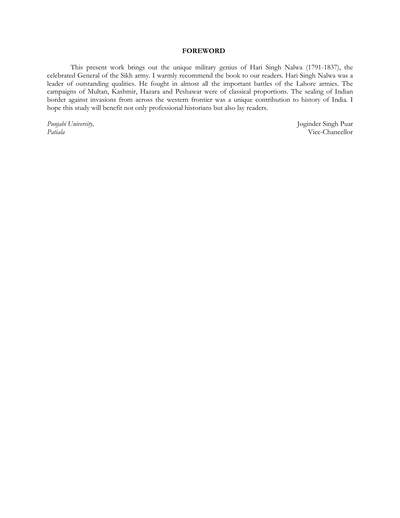 Hari Singh Nalwa Gurbachan Singh Nayyar — cover