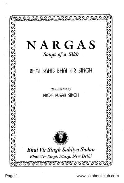 Nargas Bhai Vir Singh English — cover