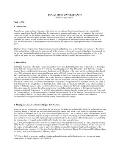 Water Dispute in Punjab — cover