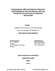 PEDAGOGICAL IMPLICATIONS OF AXIOLOGY — cover