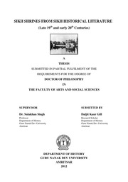 SIKH SHRINES FROM SIKH HISTORICAL LITERATURE — cover