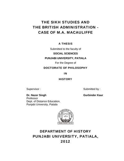 THE SIKH STUDIES AND — cover