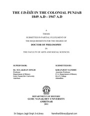 THE UDĀSĪS IN THE COLONIAL PUNJAB — cover