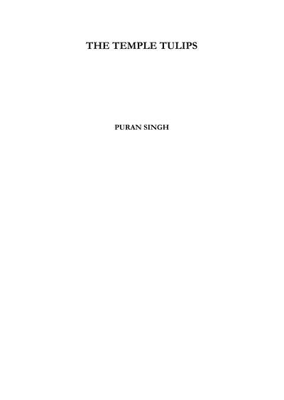 The Temple Tulips Puran Singh — cover