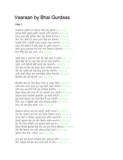 Vaaraan Bhai Gurdaas Ji Gurmukhi — cover