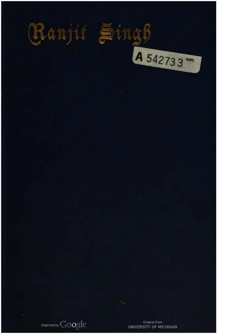 Lepel Griffin's Biography of Ranjit Singh — cover