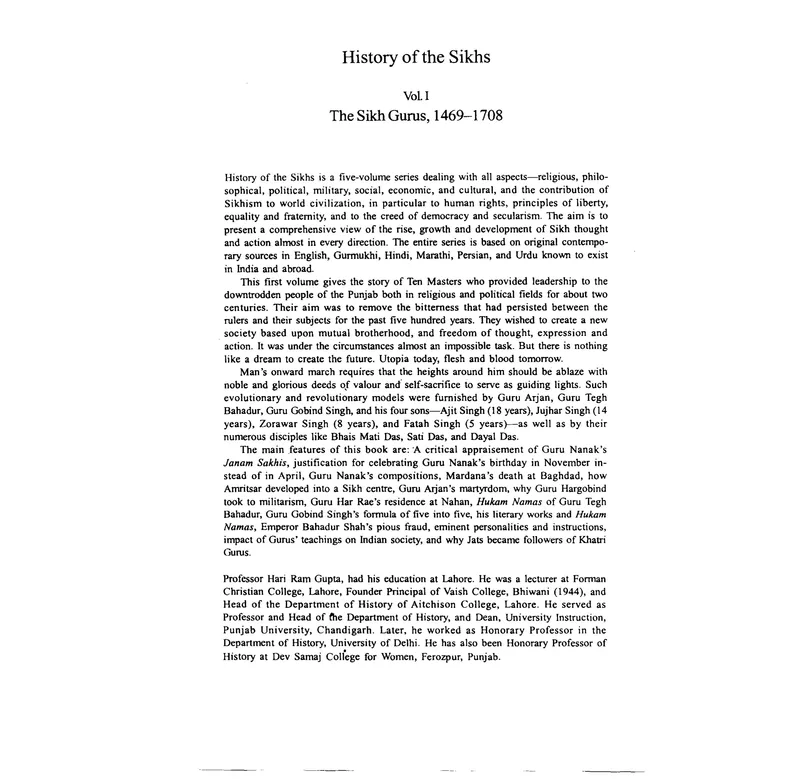 History of the Sikhs, Volume 1 — cover