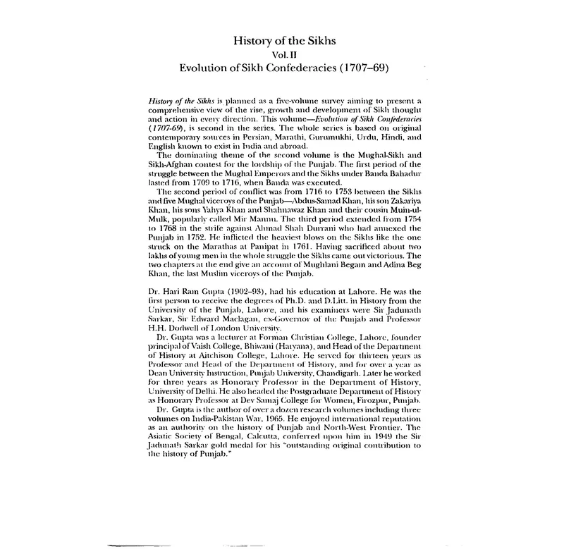 History of the Sikhs, Volume 2 — cover