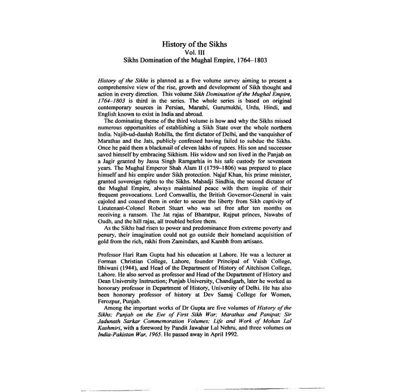 History of the Sikhs, Volume 3 — cover
