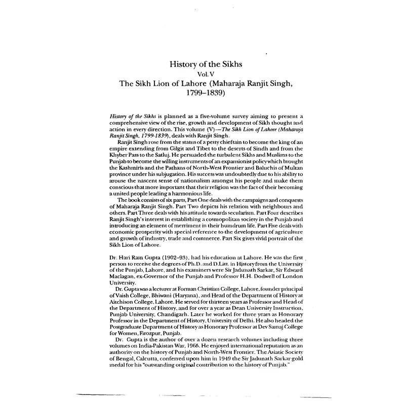 History of the Sikhs, Volume 5 — cover
