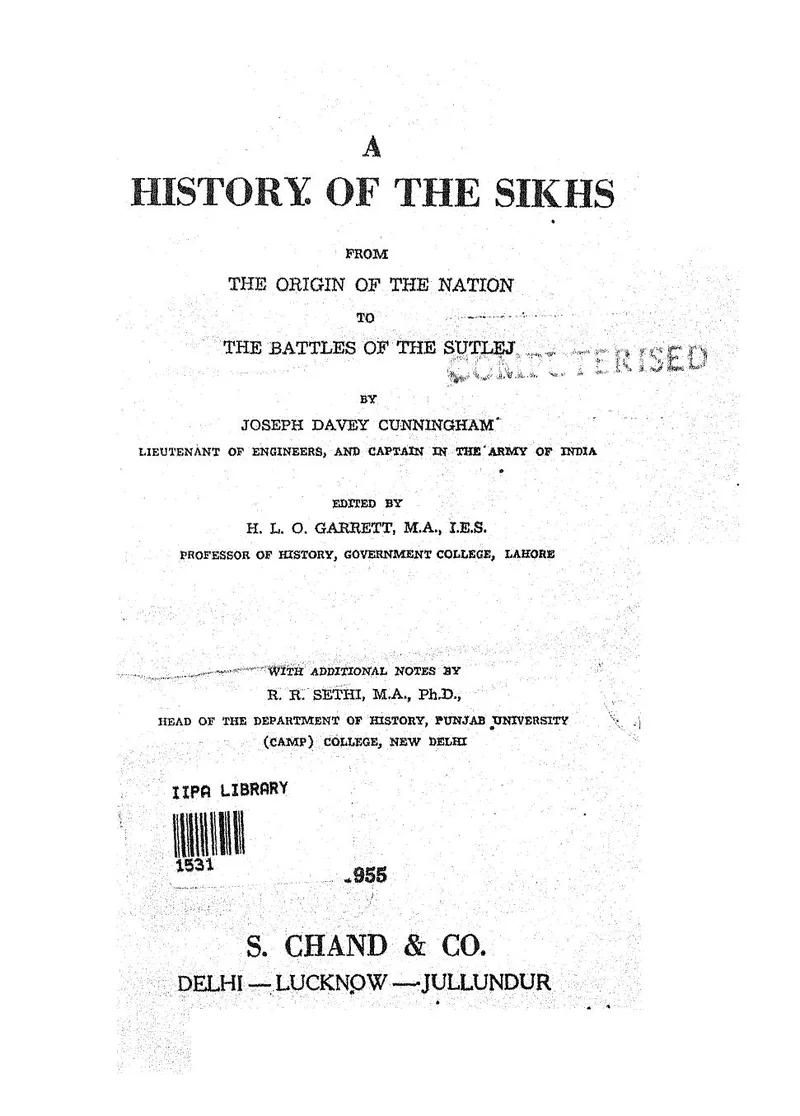 A History of the Sikhs (2015 edition) — cover